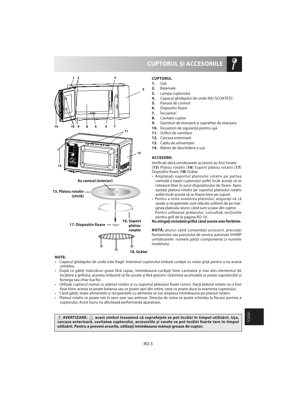 Cuptorul şi accesoriile | Sharp R-642WE User Manual | Page 197 / 226