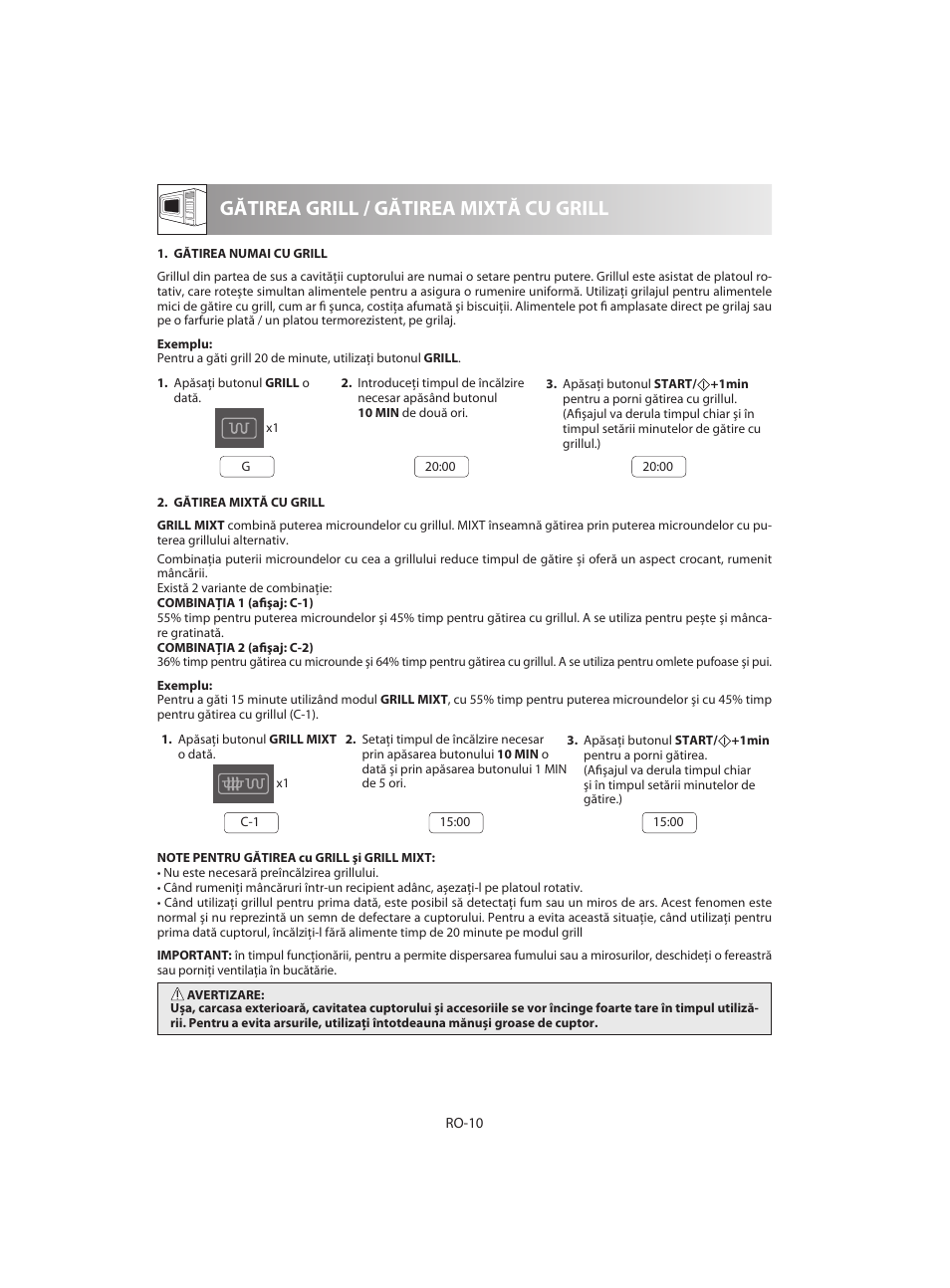 Gătirea grill / gătirea mixtă cu grill | Sharp R-642WE User Manual | Page 204 / 226