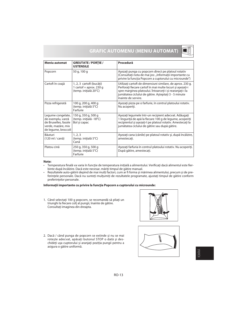 Grafic automenu (meniu automat) | Sharp R-642WE User Manual | Page 207 / 226