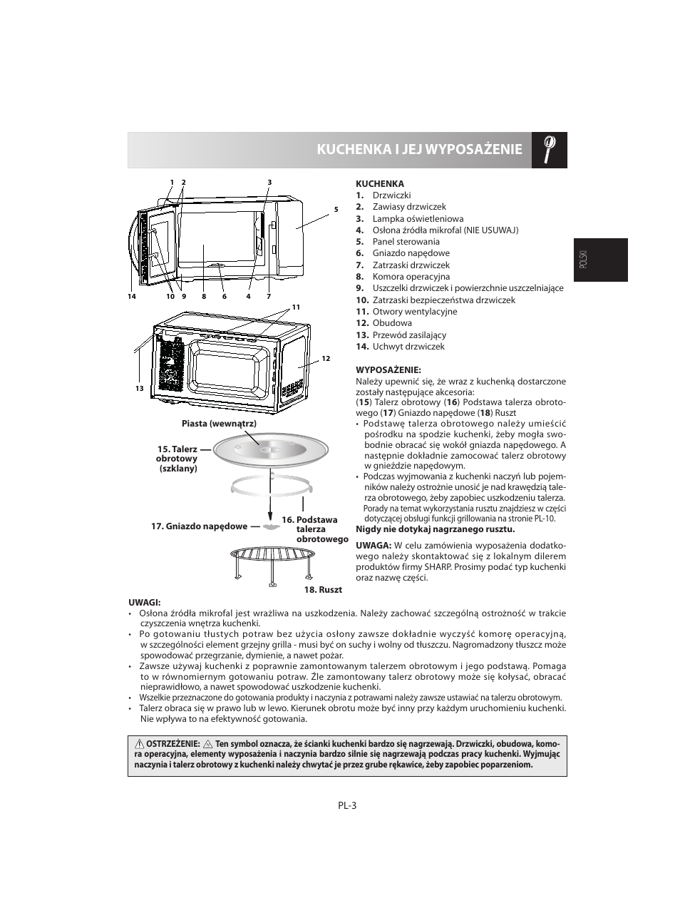 Kuchenka i jej wyposażenie | Sharp R-642WE User Manual | Page 21 / 226