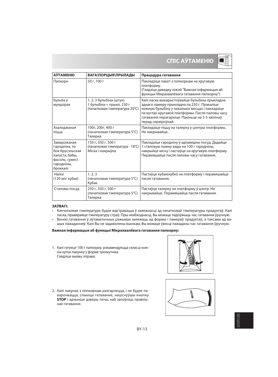 Спіс аўтаменю | Sharp R-642WE User Manual | Page 223 / 226