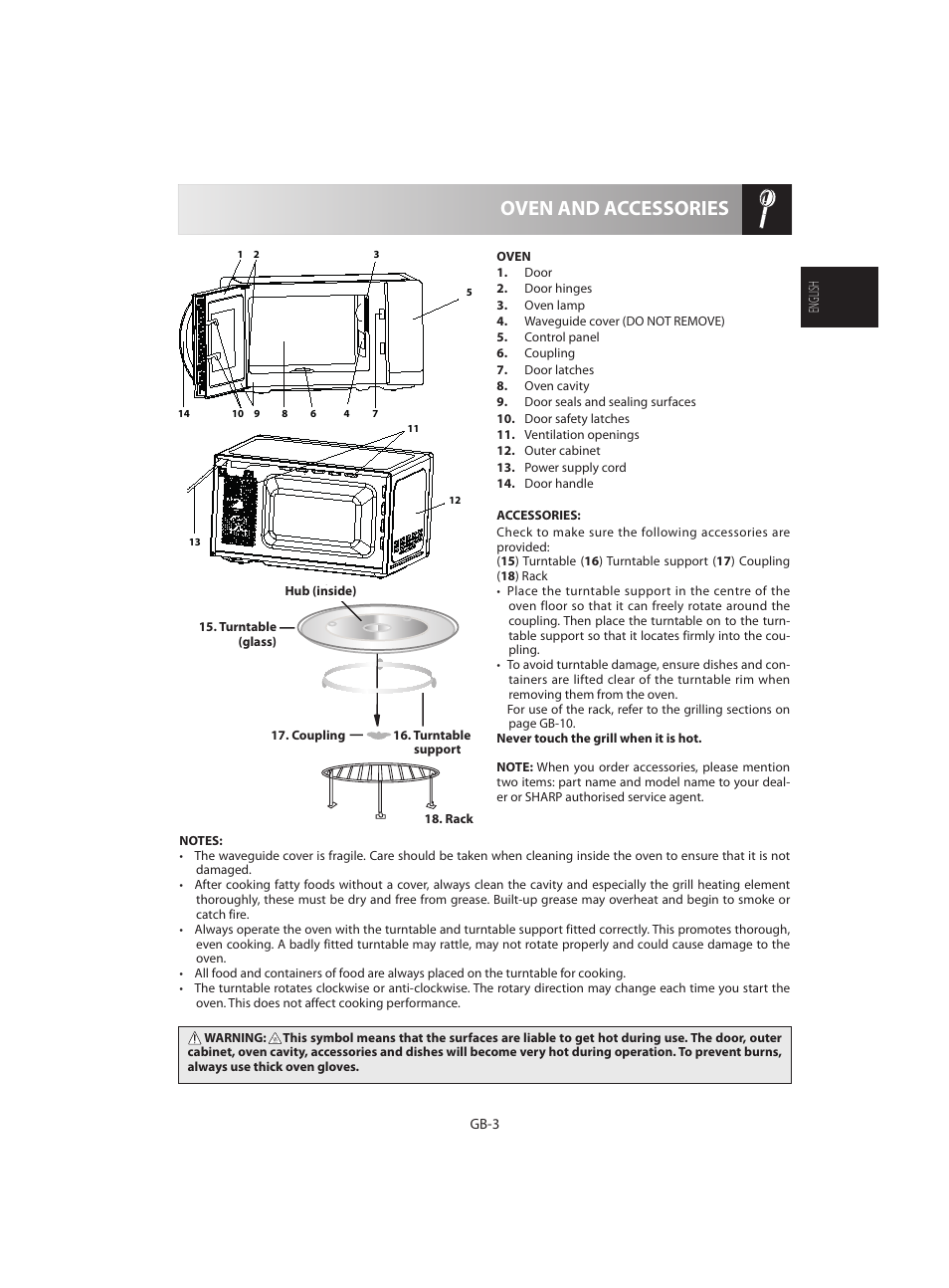 Oven and accessories | Sharp R-642WE User Manual | Page 5 / 226