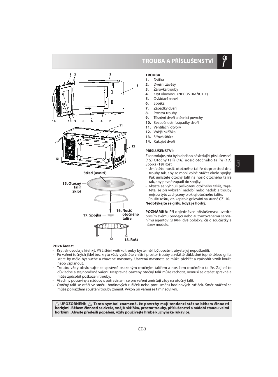 Trouba a příslušenství | Sharp R-642WE User Manual | Page 69 / 226