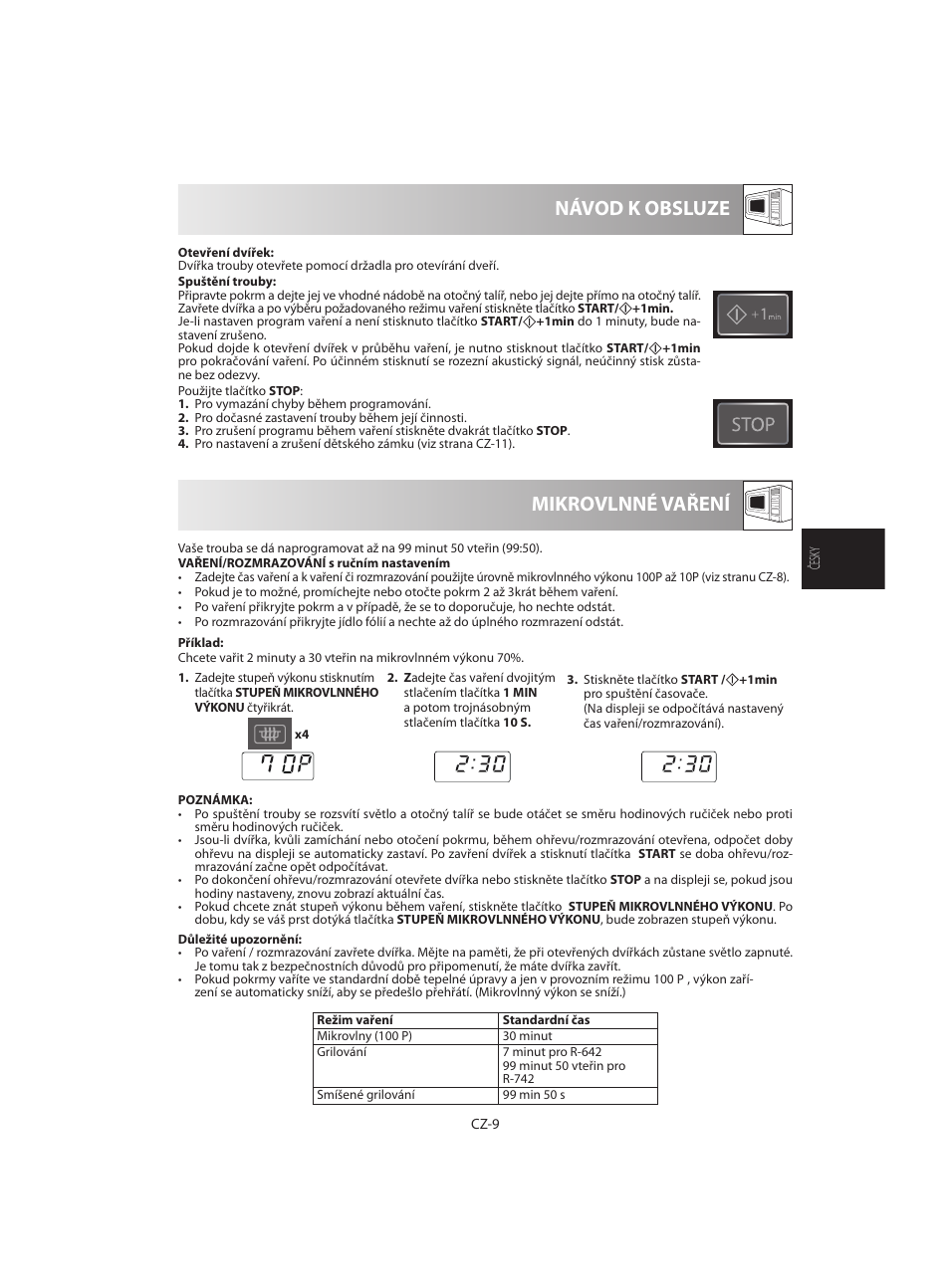 Mikrovlnné vaření návod k obsluze | Sharp R-642WE User Manual | Page 75 / 226