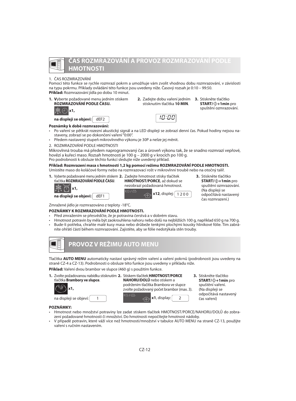 Provoz v režimu auto menu | Sharp R-642WE User Manual | Page 78 / 226