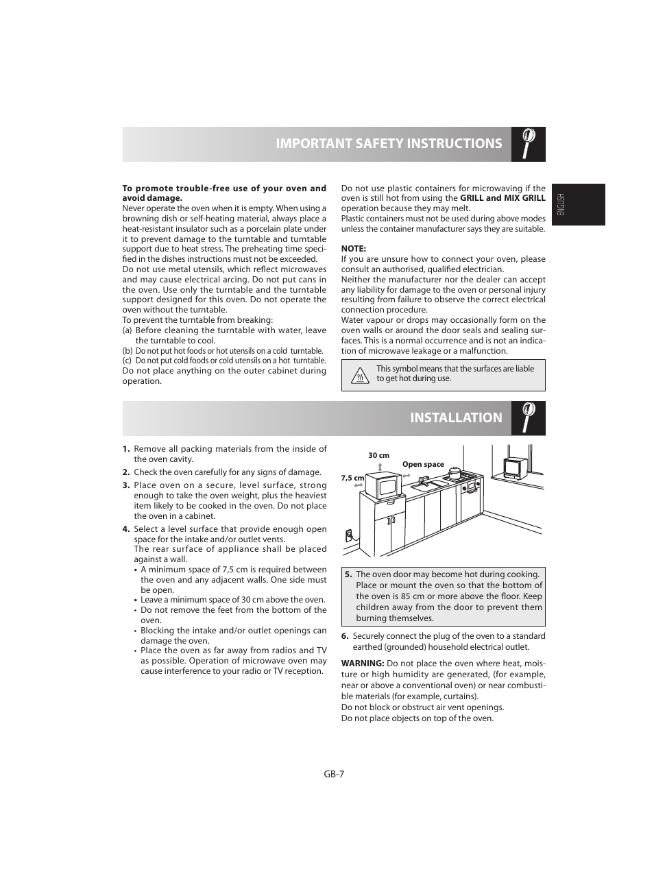 Installation important safety instructions | Sharp R-642WE User Manual | Page 9 / 226