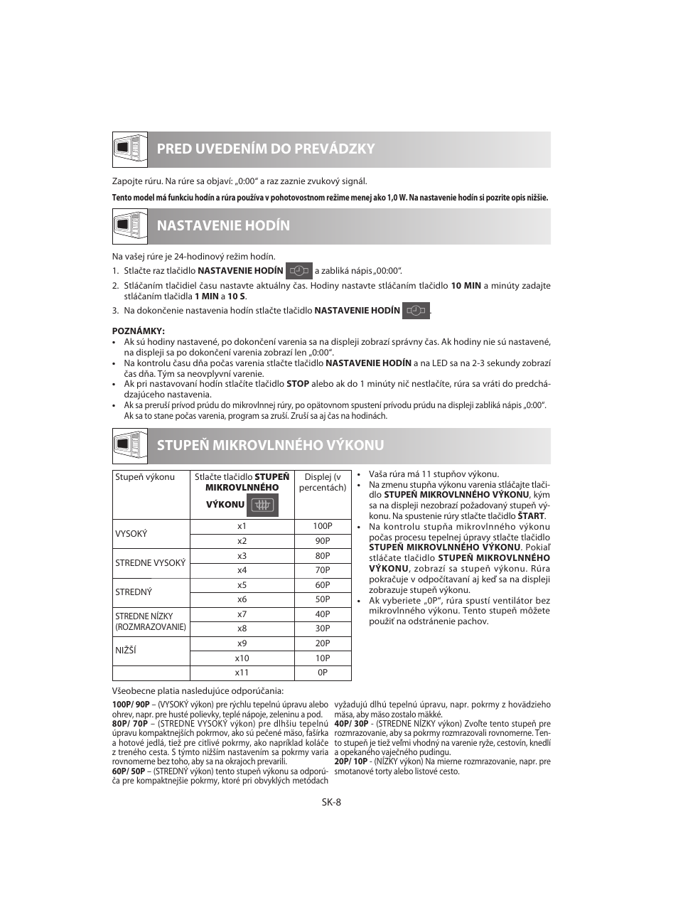 Nastavenie hodín | Sharp R-642WE User Manual | Page 90 / 226