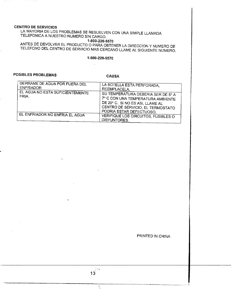 Centro de servicios, Posibles problemas | Avanti WD31 User Manual | Page 15 / 15