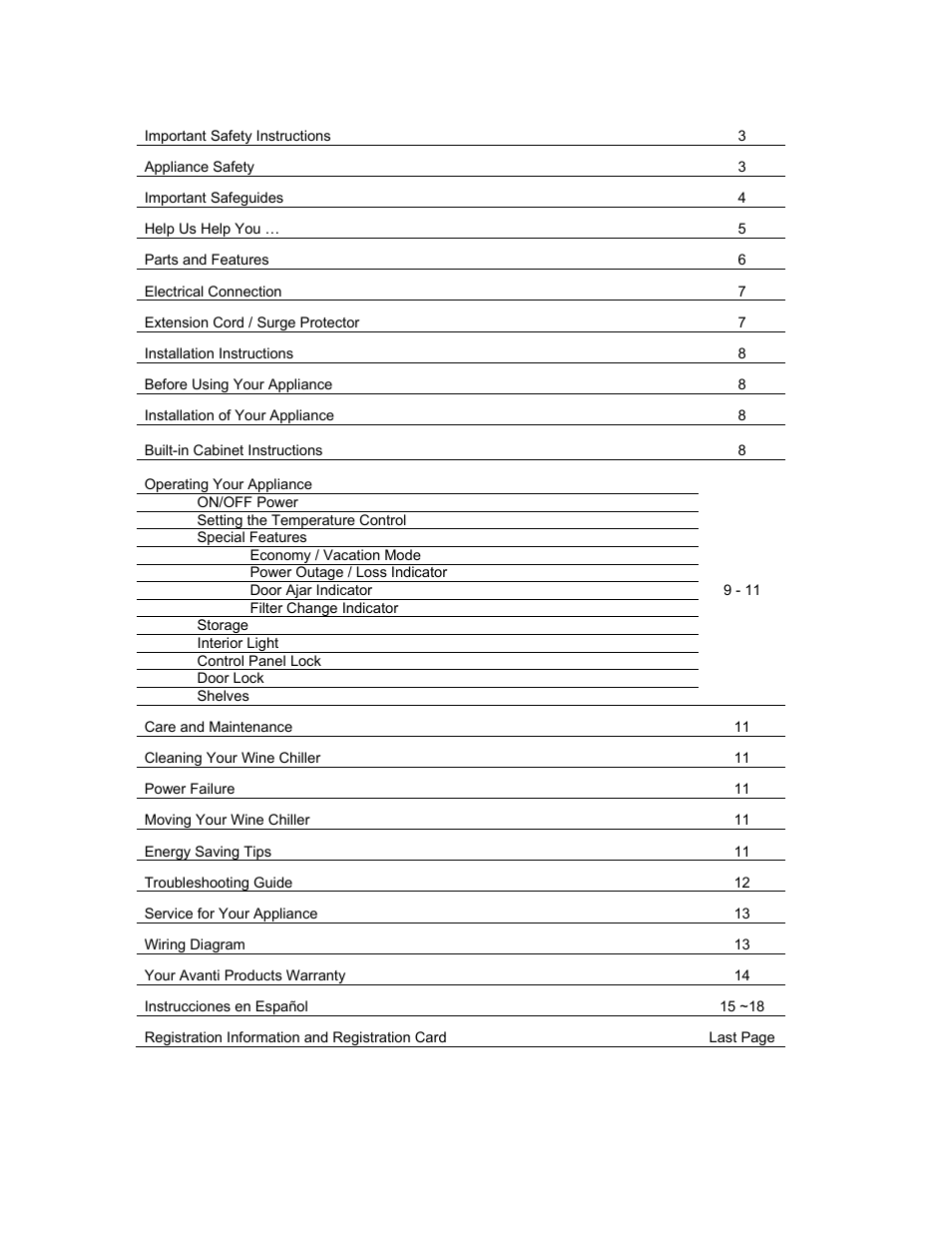 Avanti WCR9000S User Manual | Page 2 / 20