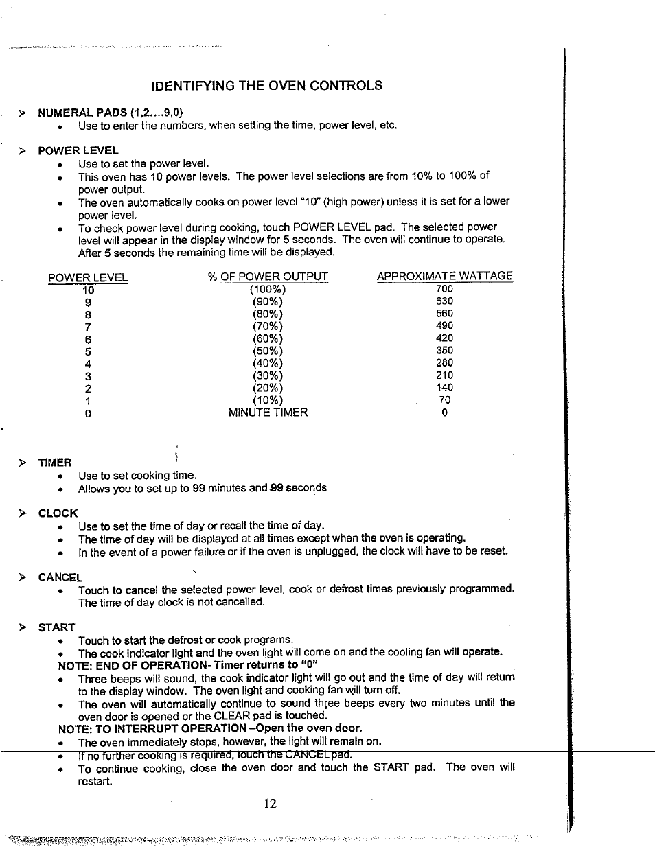 Identifying the oven controls | Avanti mo629t User Manual | Page 12 / 21