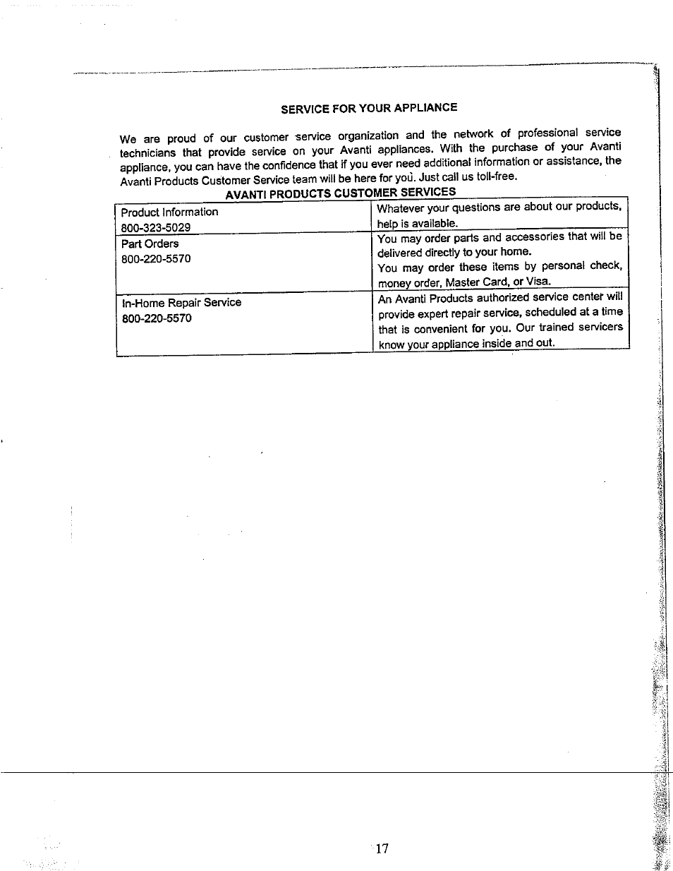 Avanti mo629t User Manual | Page 17 / 21