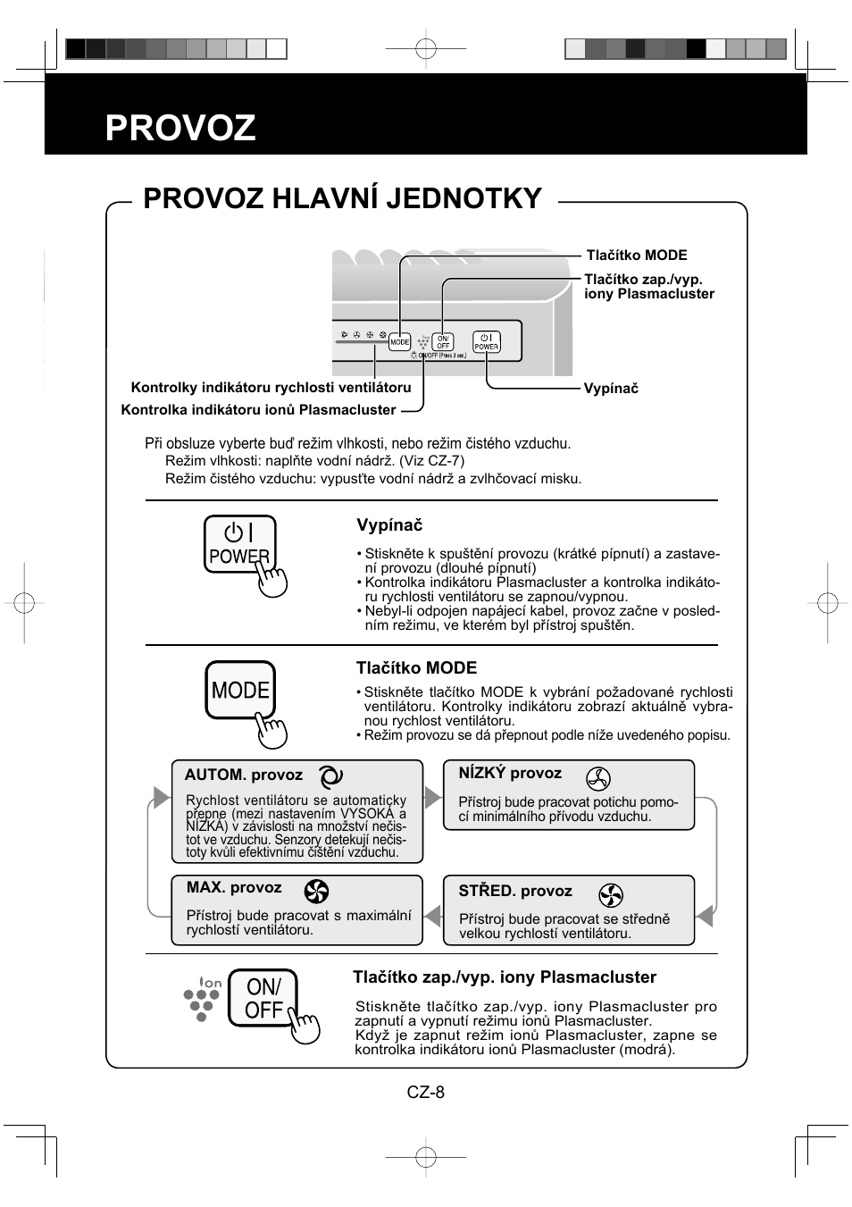 Provoz, Provoz hlavní jednotky | Sharp KC-930EU-W User Manual | Page 100 / 200