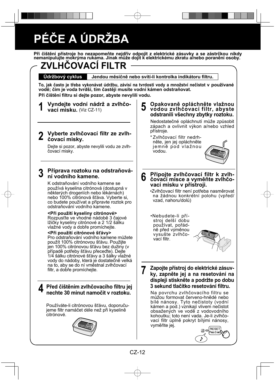 Péče a údržba, Zvlhčovací filtr | Sharp KC-930EU-W User Manual | Page 104 / 200