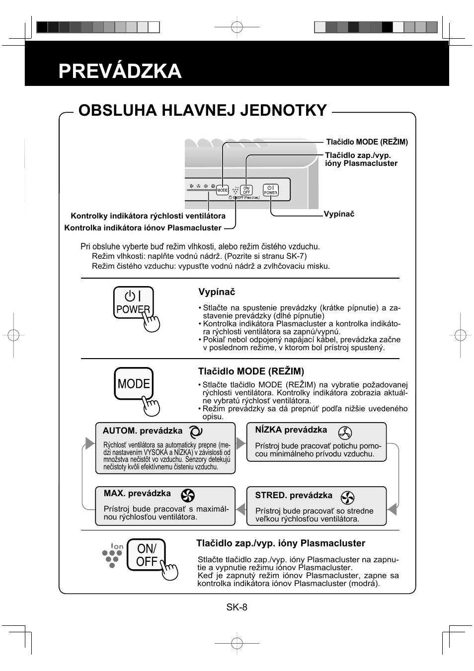 Prevádzka, Obsluha hlavnej jednotky | Sharp KC-930EU-W User Manual | Page 118 / 200