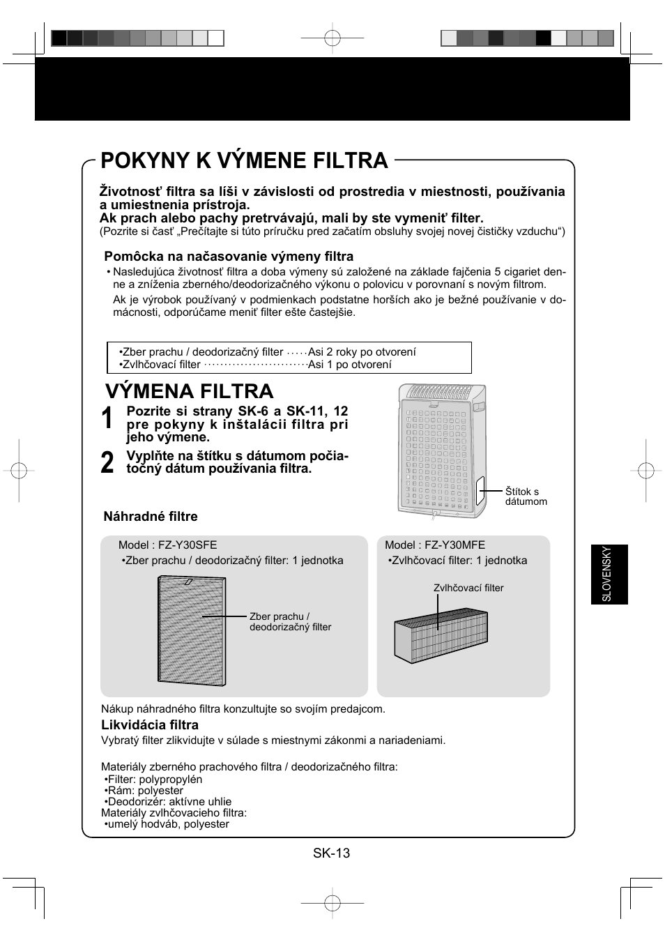 Pokyny k výmene filtra, Výmena filtra | Sharp KC-930EU-W User Manual | Page 123 / 200