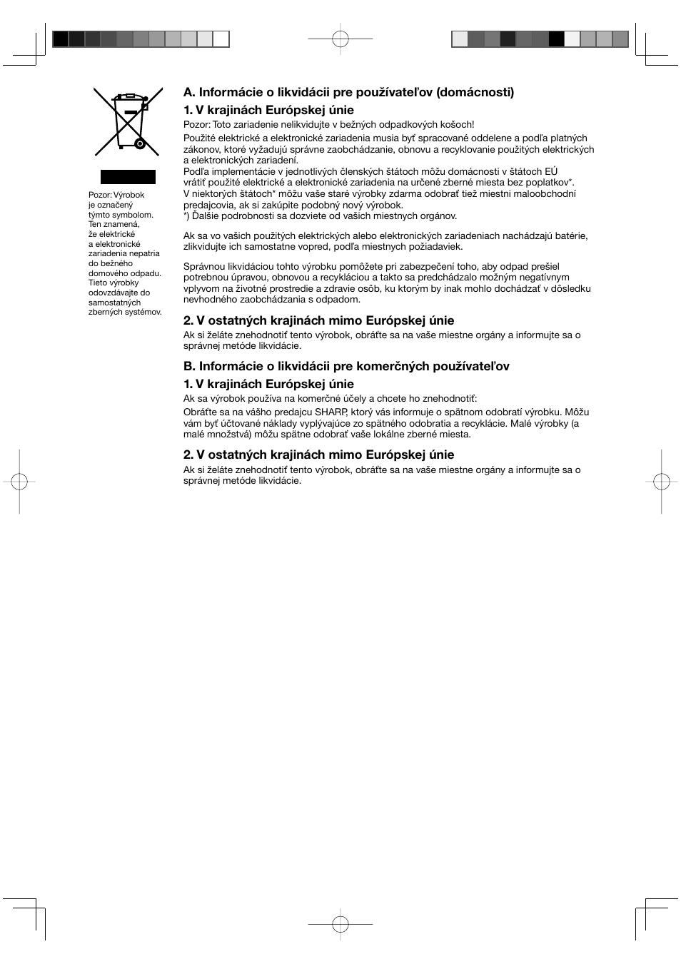 V ostatných krajinách mimo európskej únie | Sharp KC-930EU-W User Manual | Page 126 / 200