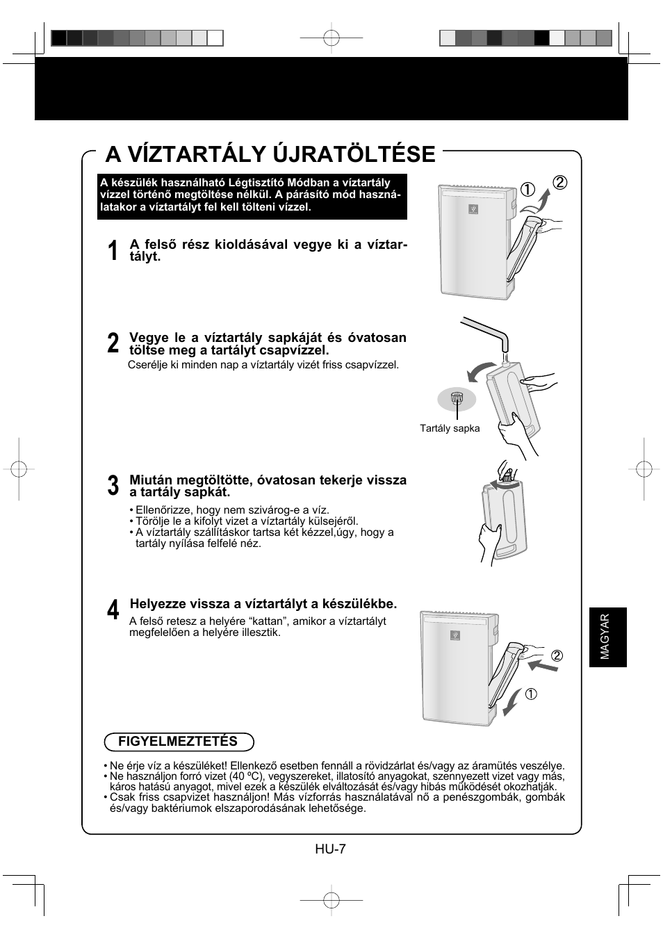 A víztartály újratöltése | Sharp KC-930EU-W User Manual | Page 135 / 200
