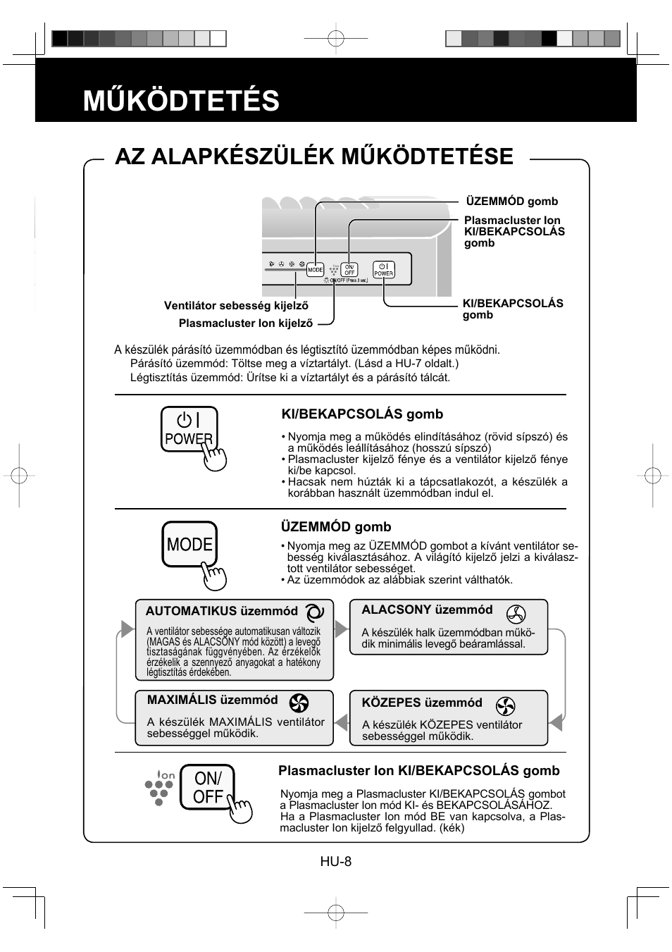 Működtetés, Az alapkészülék működtetése | Sharp KC-930EU-W User Manual | Page 136 / 200