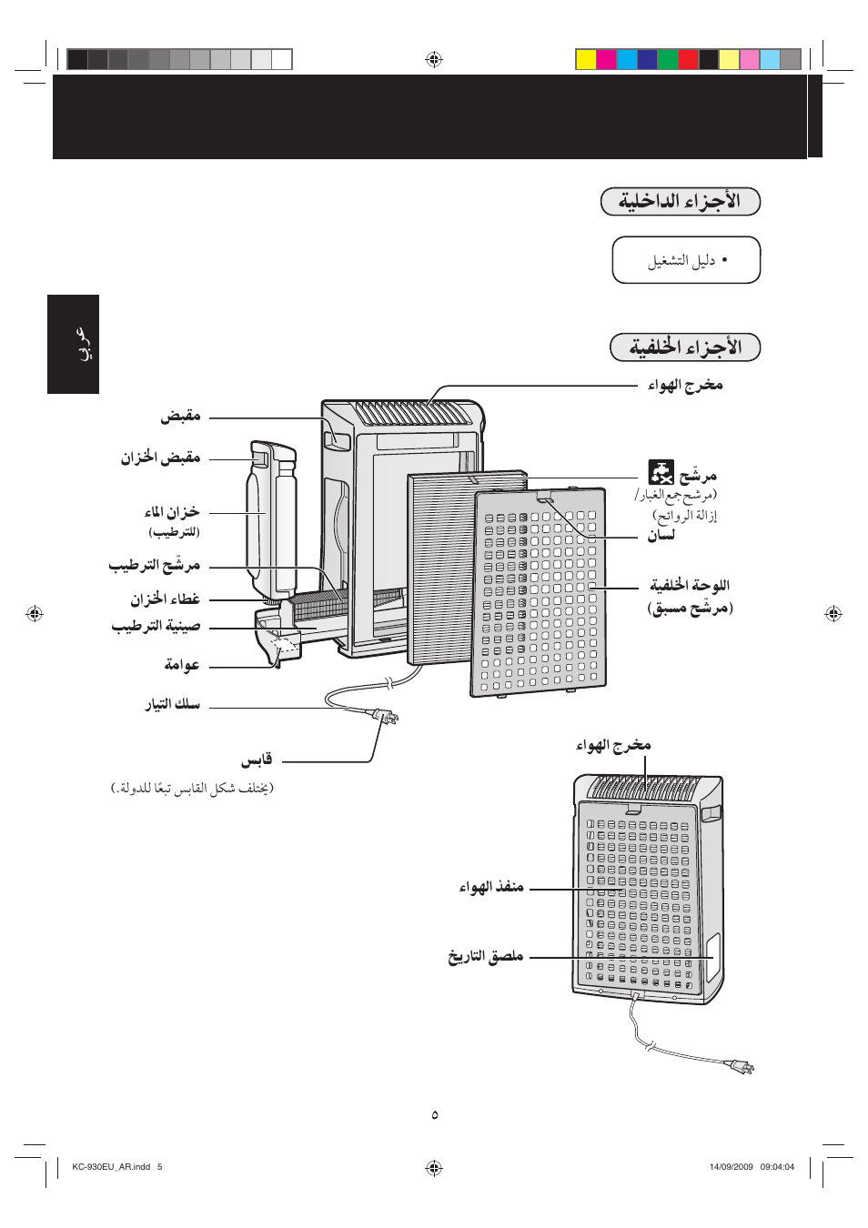 ﺔﻴﻠﺧﺍﺪﻟﺍ ﺀﺍﺰﺟﻷﺍ, ﺔﻴﻔﻠﳋﺍ ﺀﺍﺰﺟﻷﺍ | Sharp KC-930EU-W User Manual | Page 194 / 200