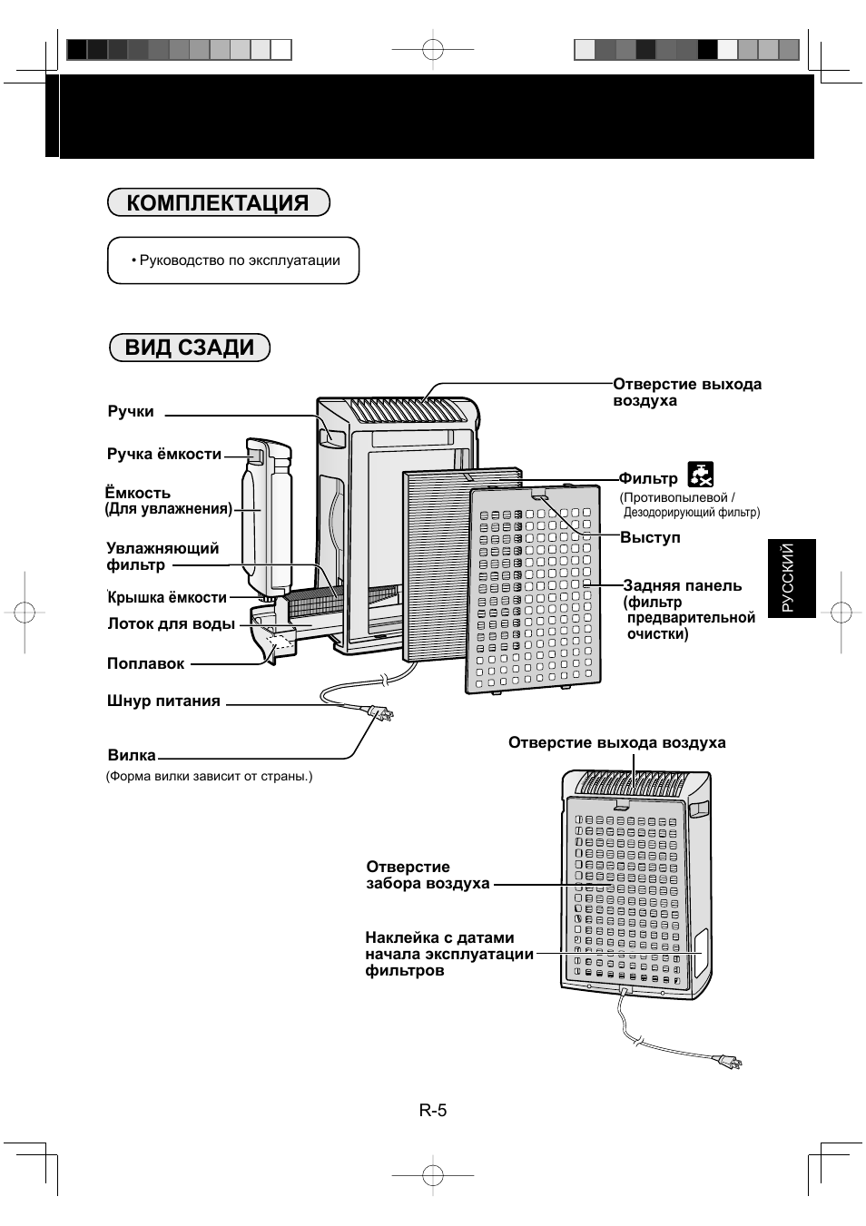 Комплектация, Вид сзади | Sharp KC-930EU-W User Manual | Page 79 / 200