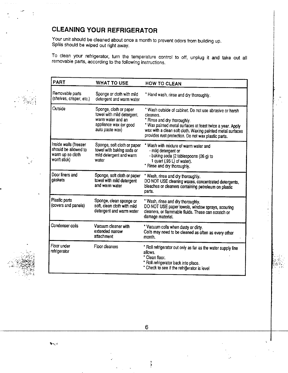 Cleaning your refrigerator | Avanti 863 YW User Manual | Page 7 / 12