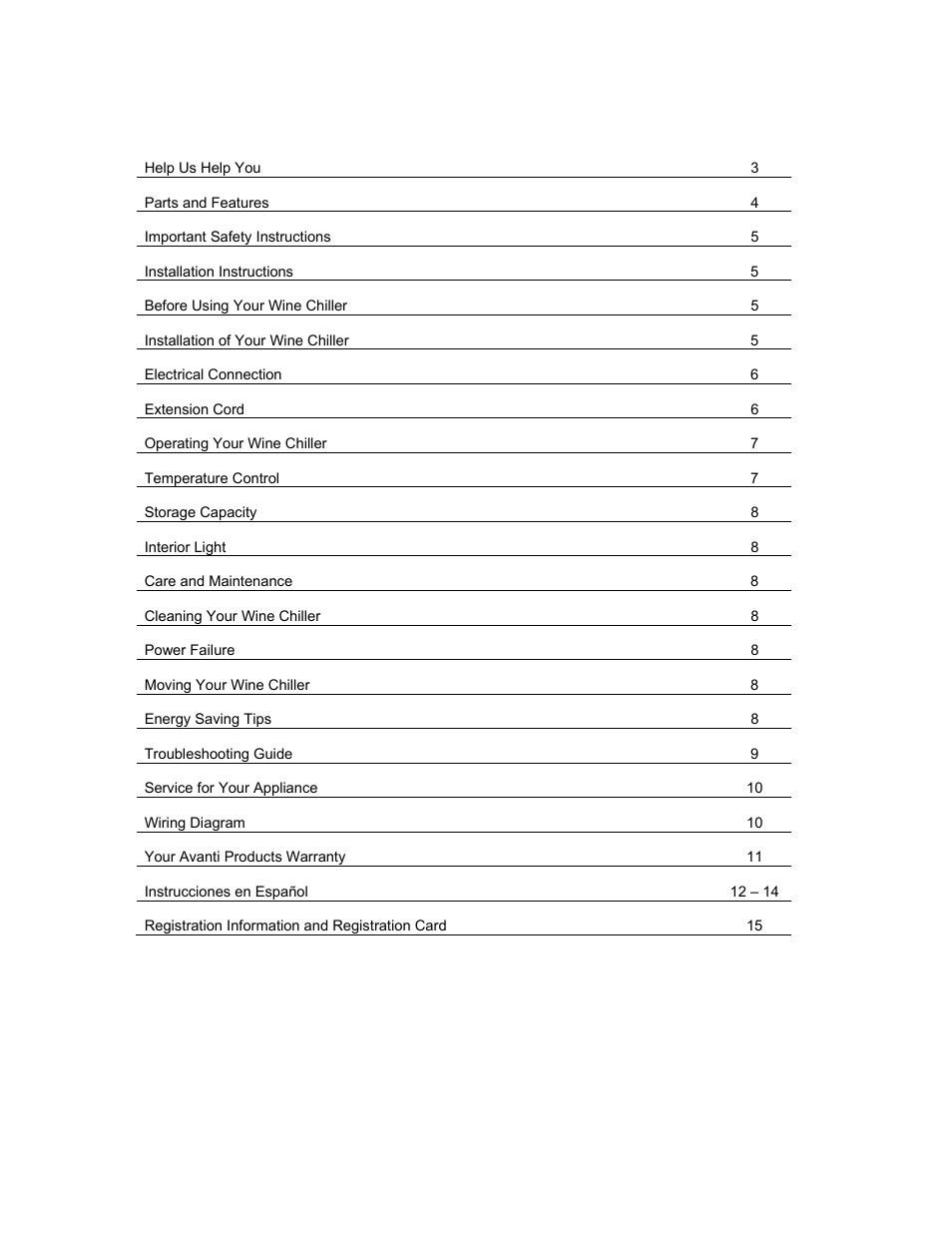 Avanti EWC1600M User Manual | Page 2 / 16