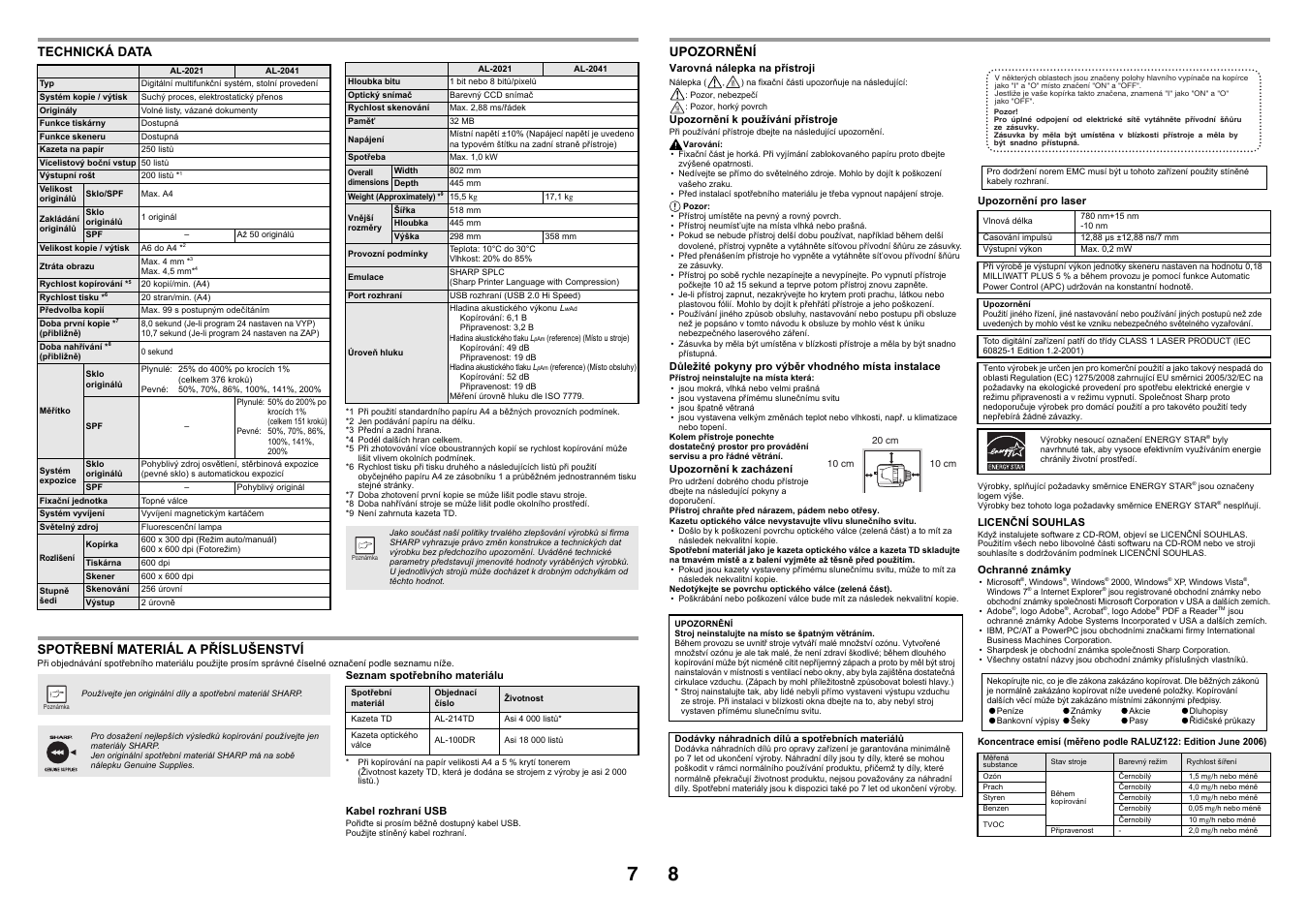 Sharp AL-2041 User Manual | Page 10 / 40