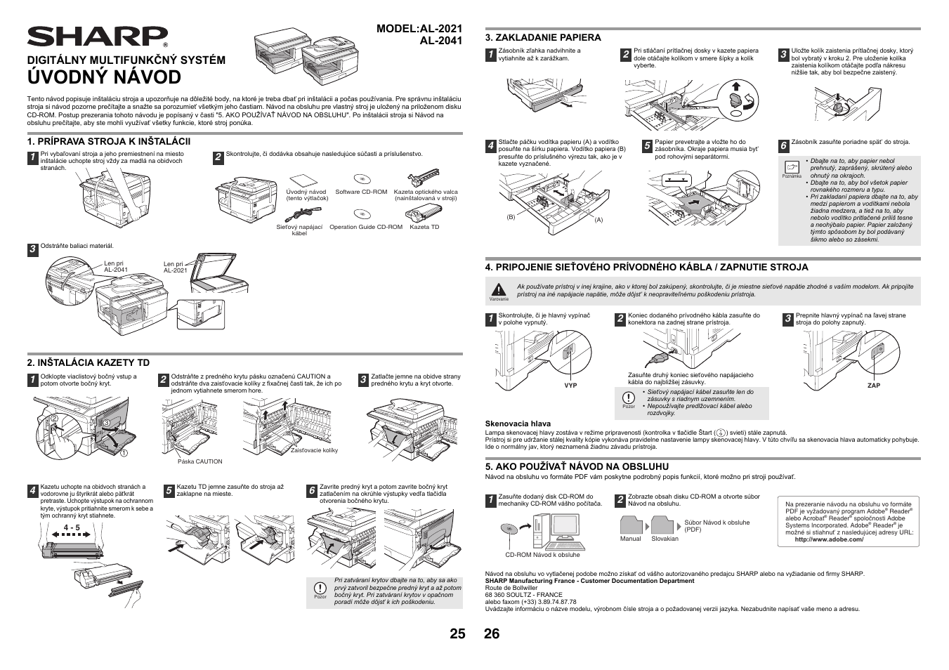 Úvodný návod, Digitálny multifunkčný systém | Sharp AL-2041 User Manual | Page 27 / 40