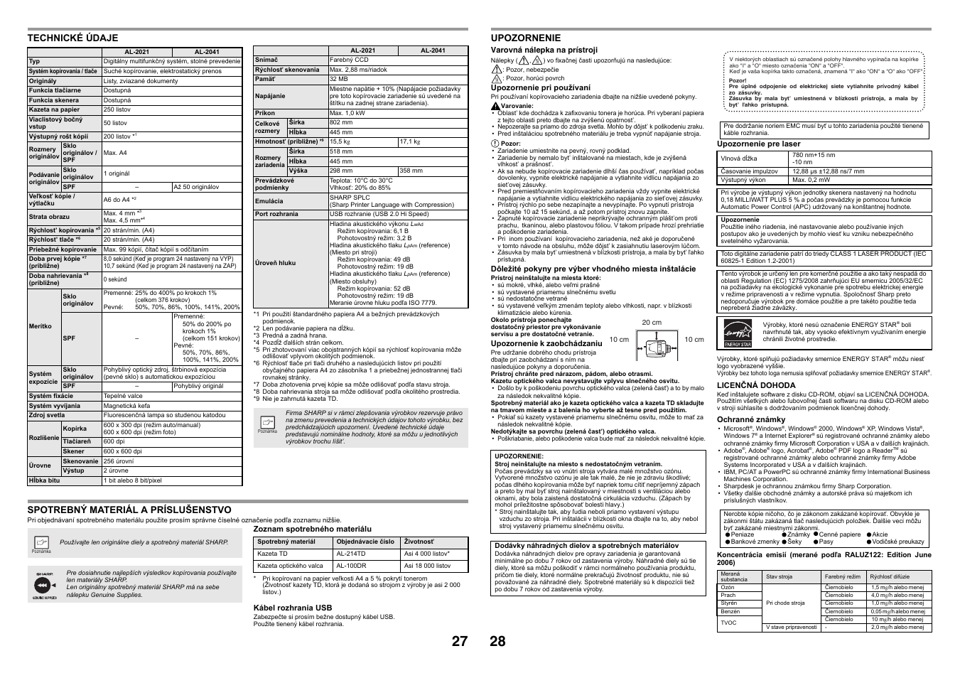 Sharp AL-2041 User Manual | Page 29 / 40