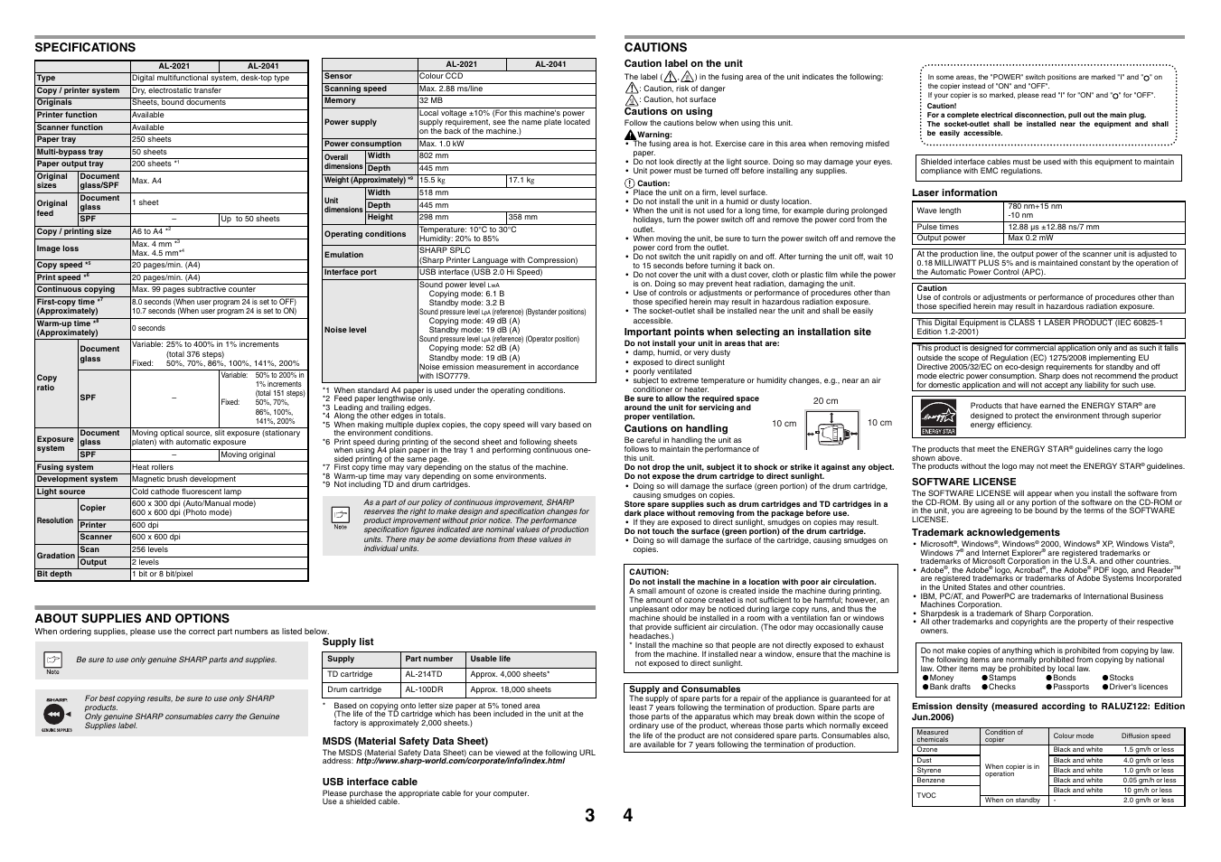 Sharp AL-2041 User Manual | Page 6 / 40