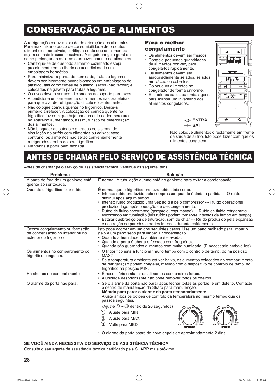 Conservação de alimentos, Para o melhor congelamento | Sharp SJ-GC440VBK User Manual | Page 28 / 104