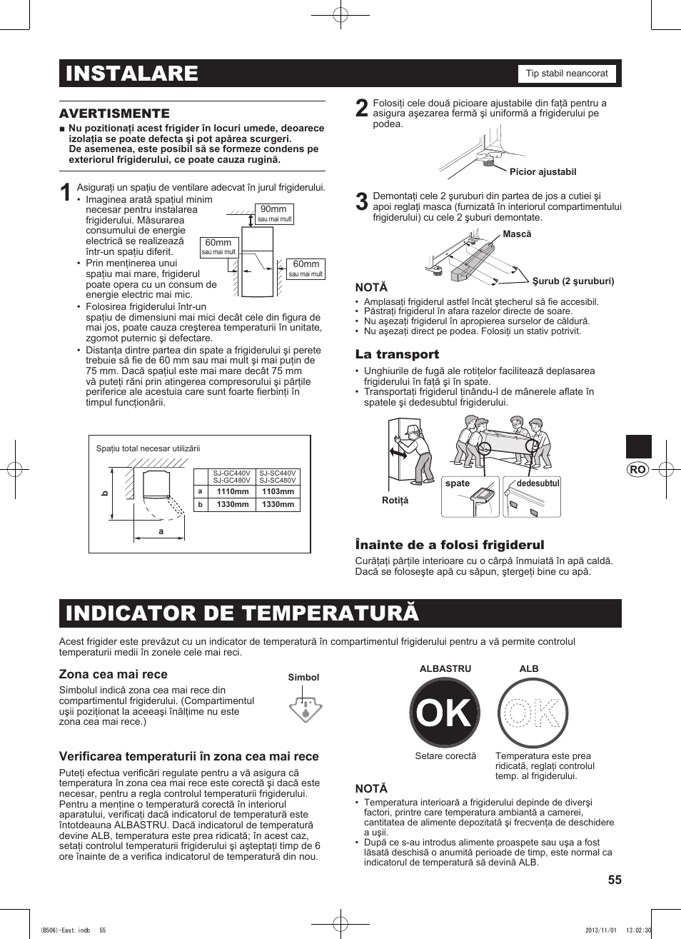 Instalare, Indicator de temperatură | Sharp SJ-GC440VBK User Manual | Page 55 / 104