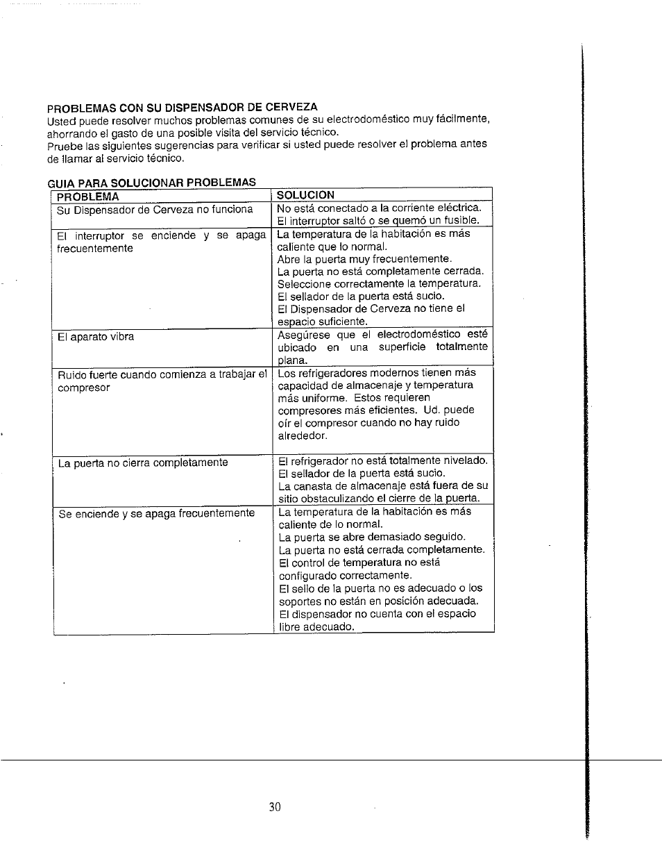 Problemas con su dispensador de cerveza | Avanti BD555 User Manual | Page 31 / 31