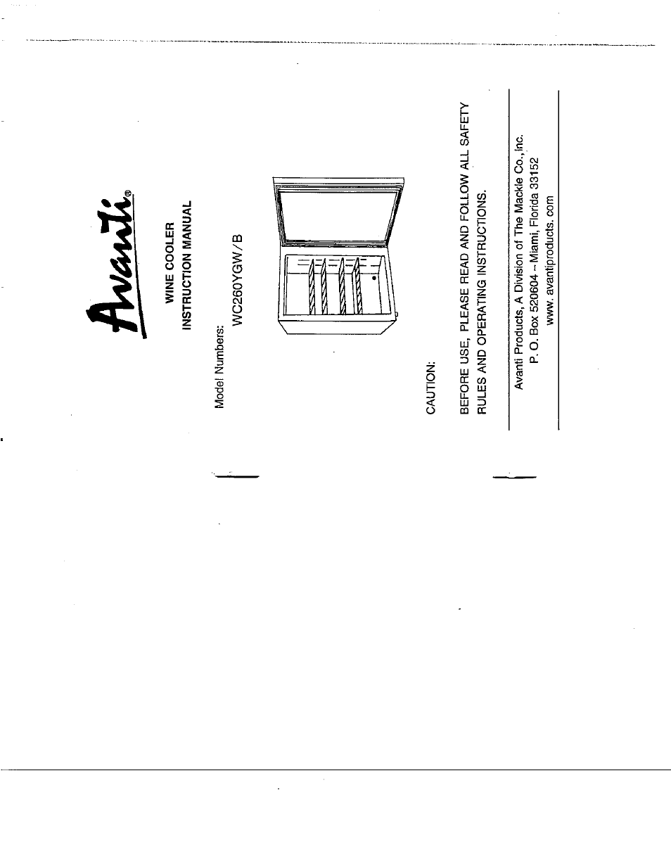 Avanti WC260YGW/B User Manual | 8 pages