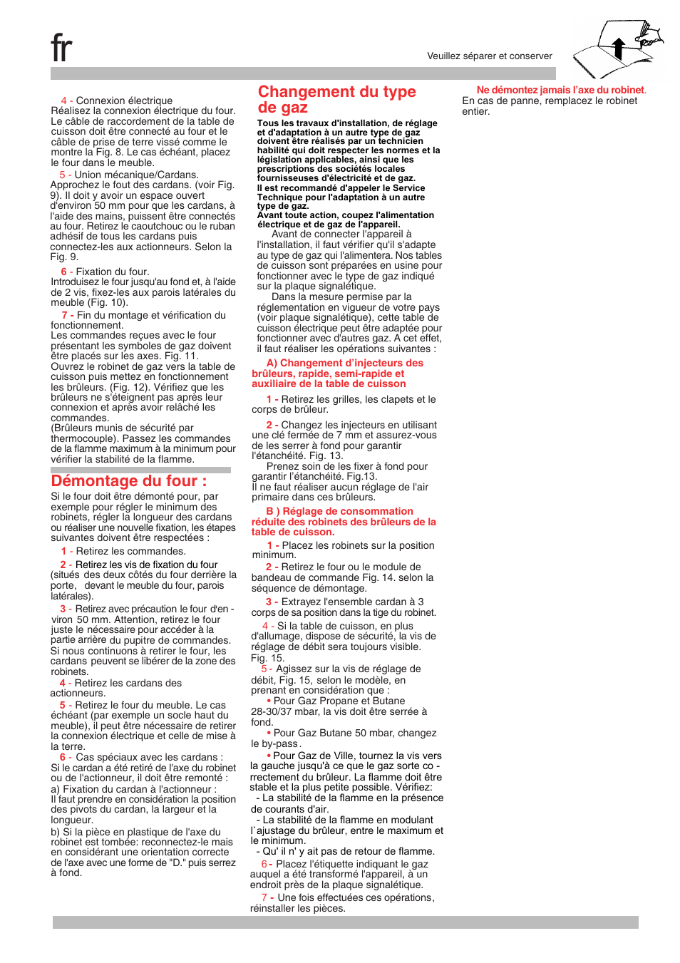 Démontage du four, Changement du type de gaz | Neff M3126N1 User Manual | Page 10 / 28