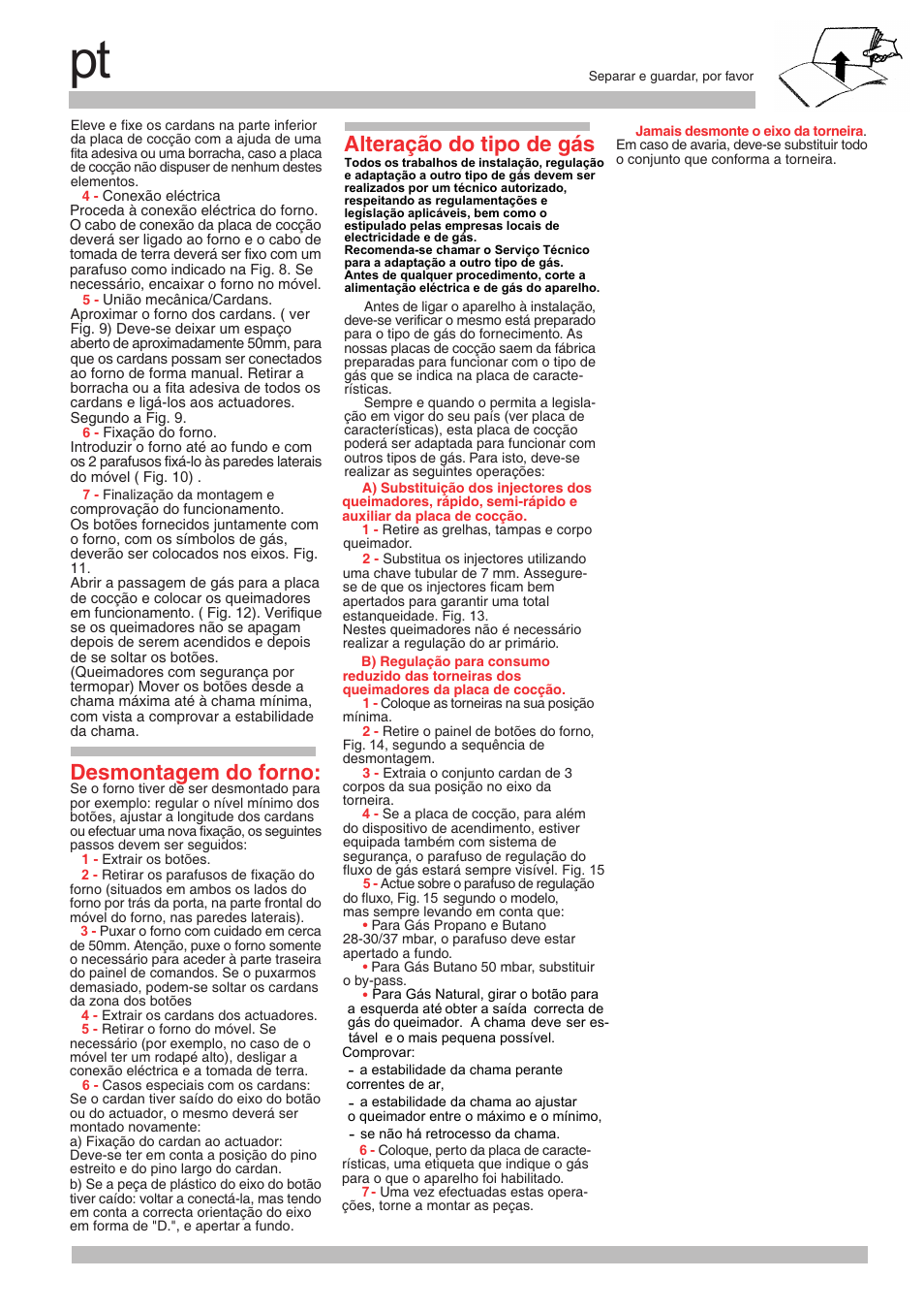 Desmontagem do forno, Alteração do tipo de gás | Neff M3126N1 User Manual | Page 18 / 28