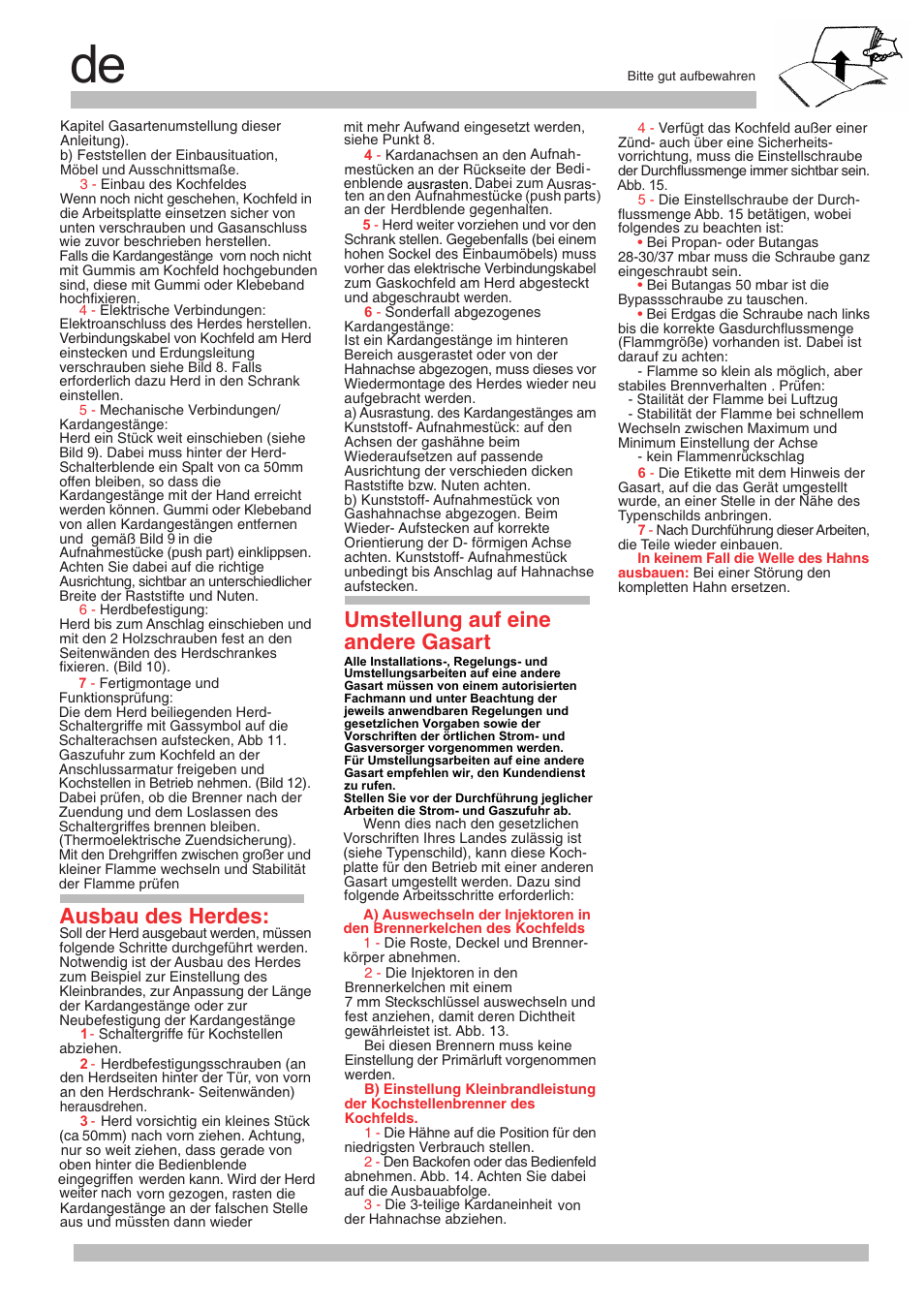 Ausbau des herdes, Umstellung auf eine andere gasart | Neff M3126N1 User Manual | Page 8 / 28