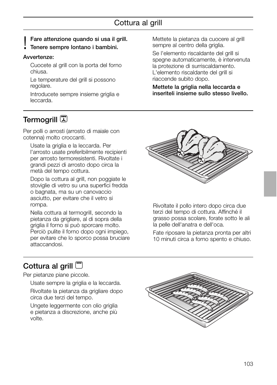 Cottura al grill, Termogrill | Neff B132 User Manual | Page 103 / 156