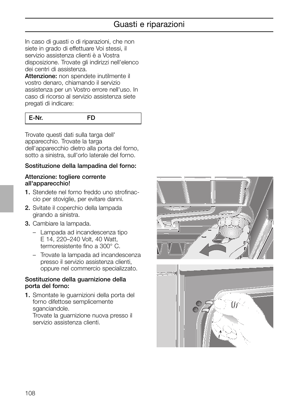 Guasti e riparazioni | Neff B132 User Manual | Page 108 / 156