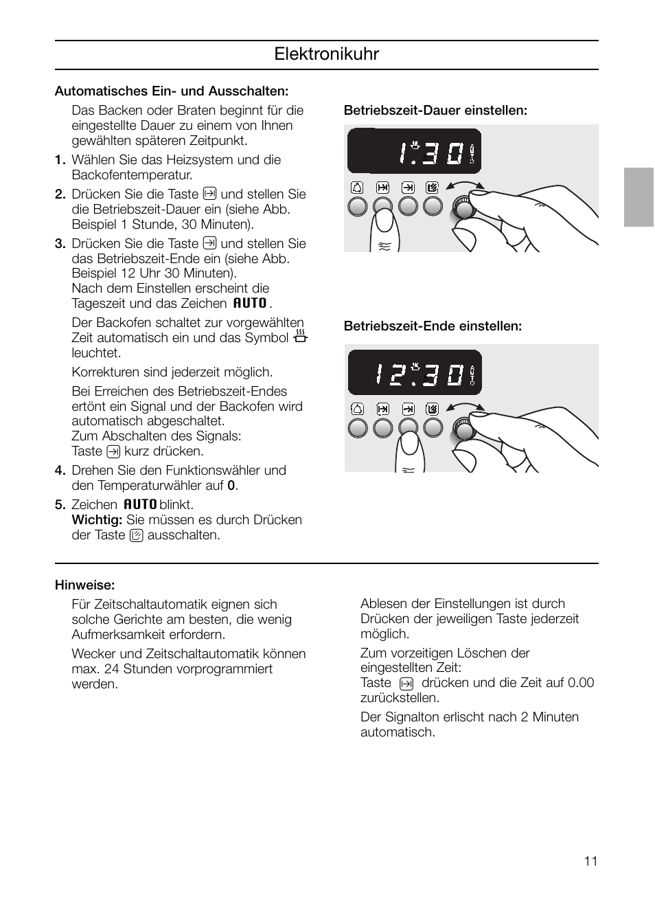 Elektronikuhr | Neff B132 User Manual | Page 11 / 156