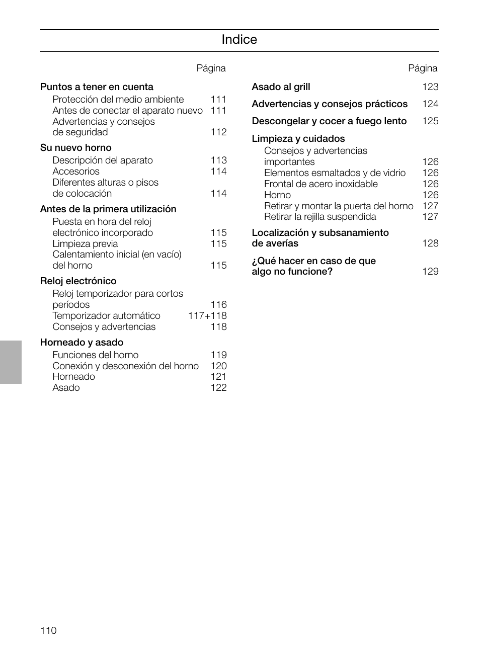 Indice | Neff B132 User Manual | Page 110 / 156