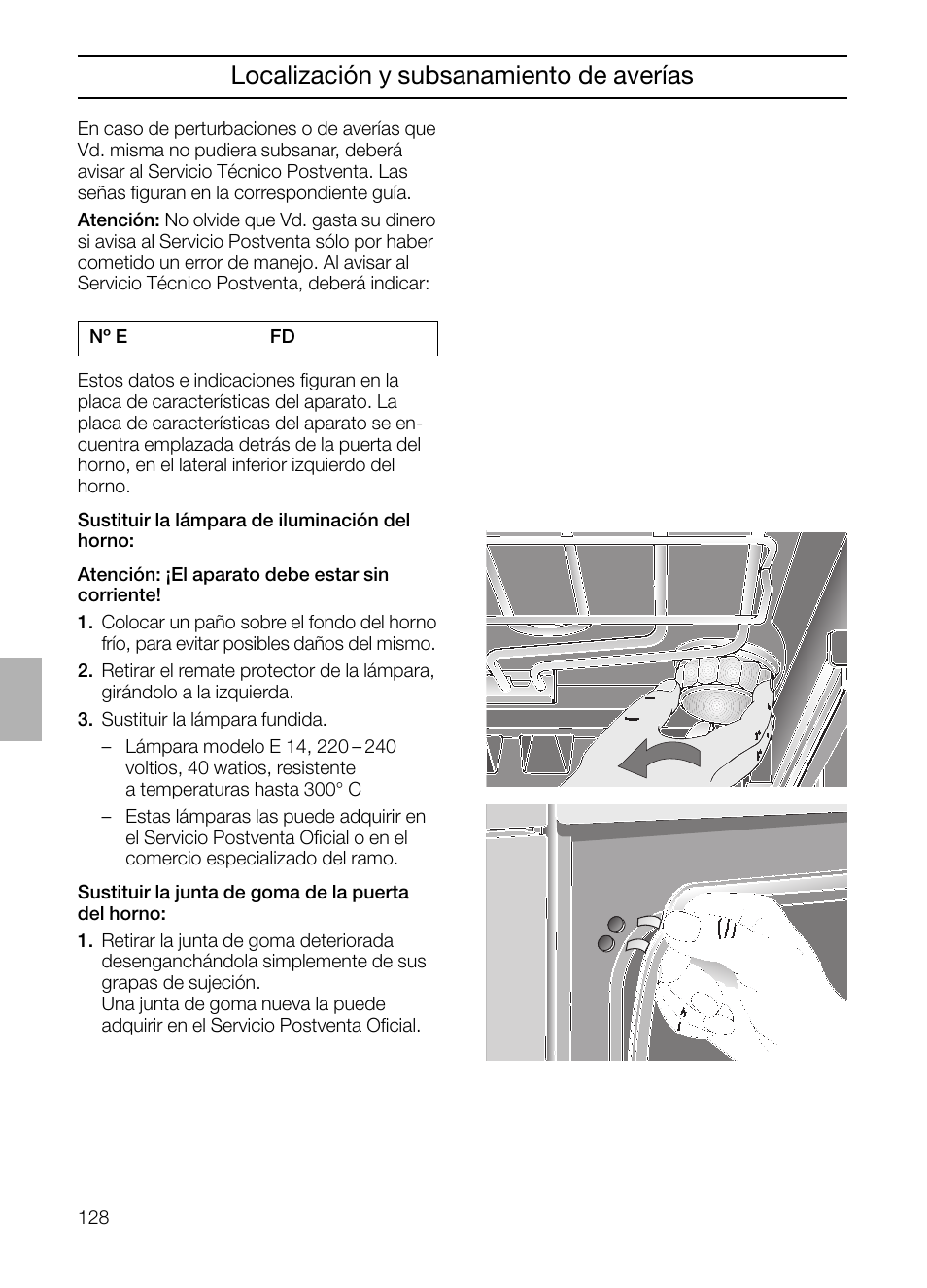 Localización y subsanamiento de averías | Neff B132 User Manual | Page 128 / 156