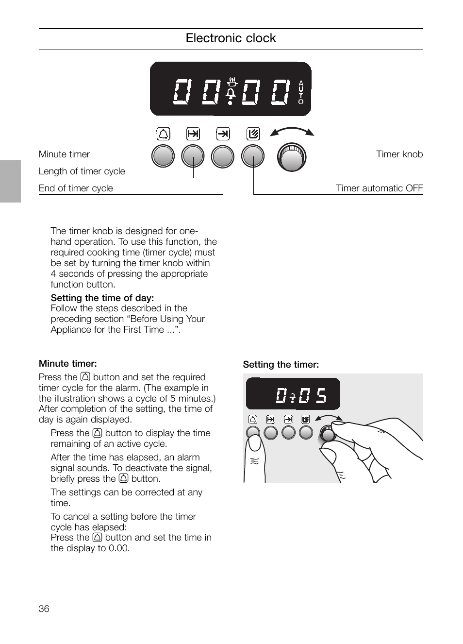 Electronic clock | Neff B132 User Manual | Page 36 / 156