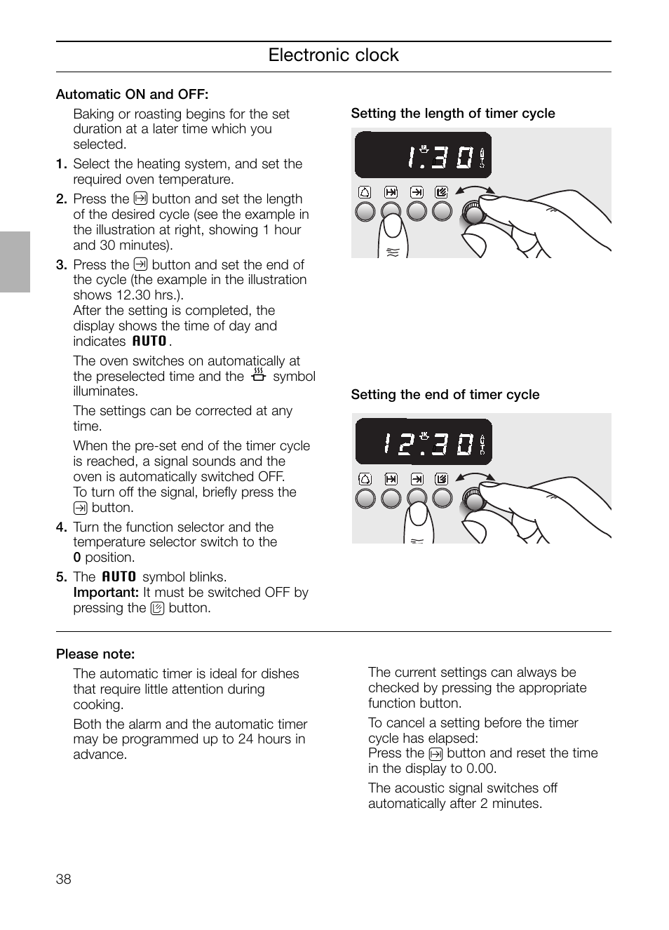 Electronic clock | Neff B132 User Manual | Page 38 / 156