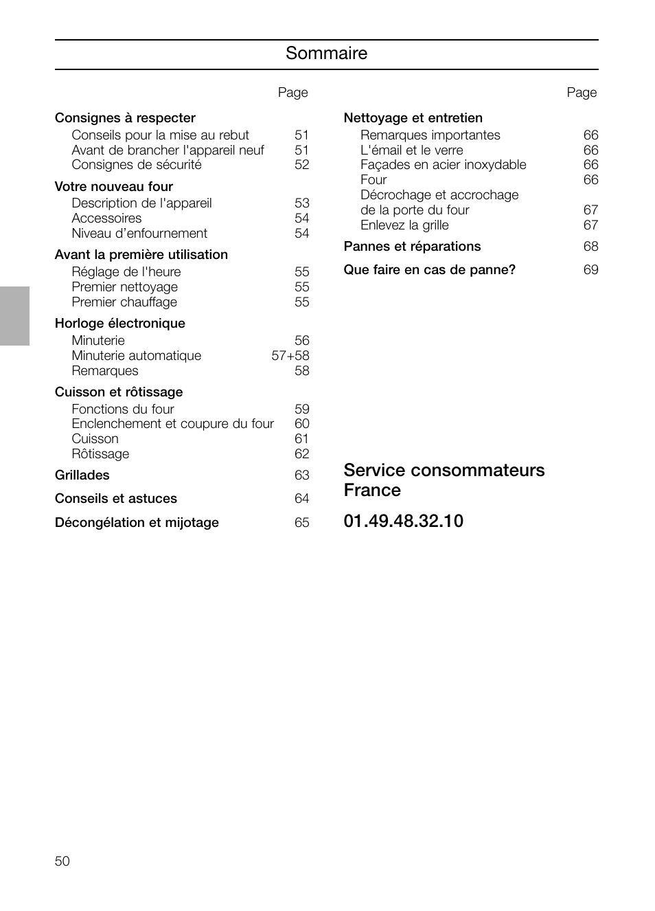 Sommaire | Neff B132 User Manual | Page 50 / 156