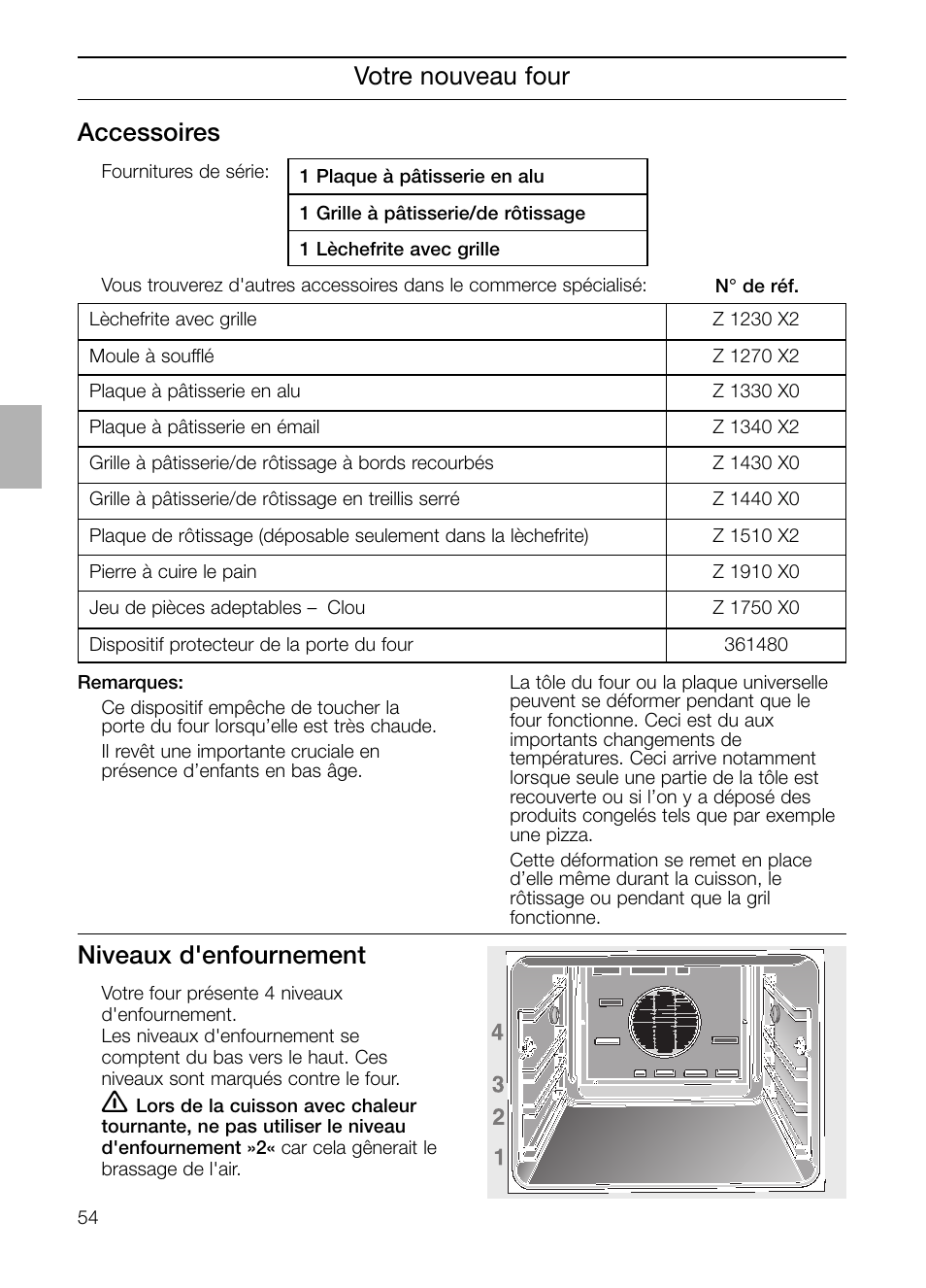 Votre nouveau four niveaux d'enfournement, Accessoires | Neff B132 User Manual | Page 54 / 156