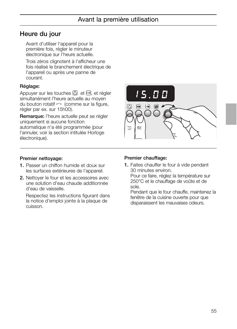 Avant la première utilisation heure du jour | Neff B132 User Manual | Page 55 / 156