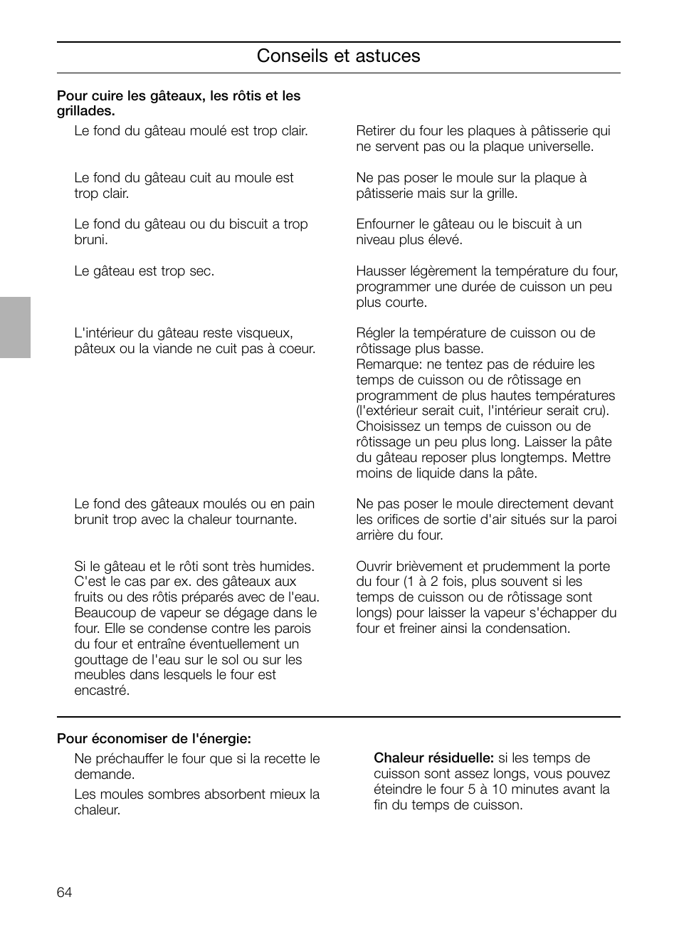 Conseils et astuces | Neff B132 User Manual | Page 64 / 156