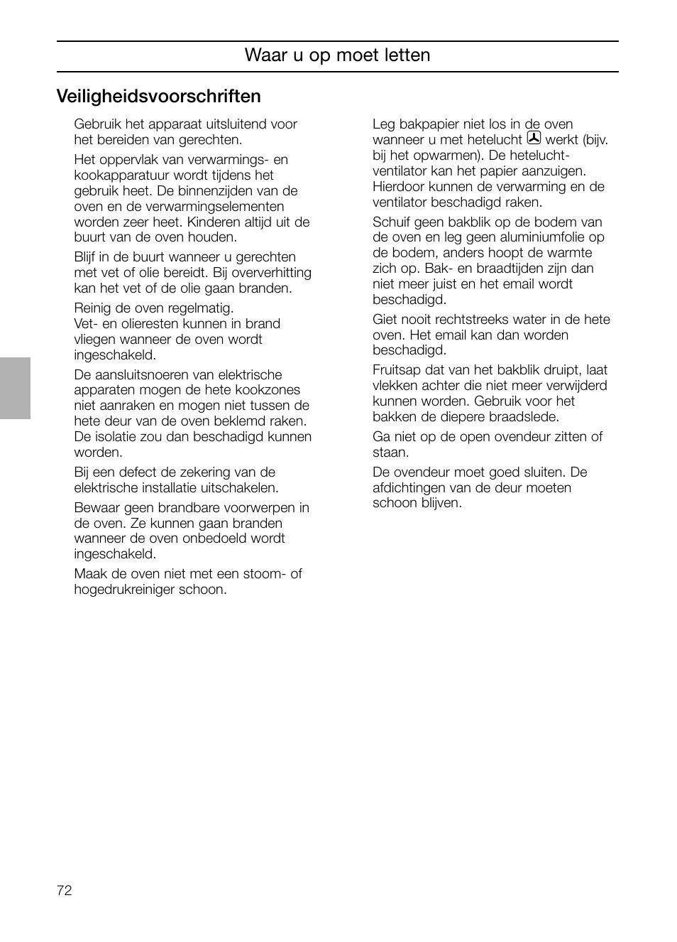 Waar u op moet letten veiligheidsvoorschriften | Neff B132 User Manual | Page 72 / 156