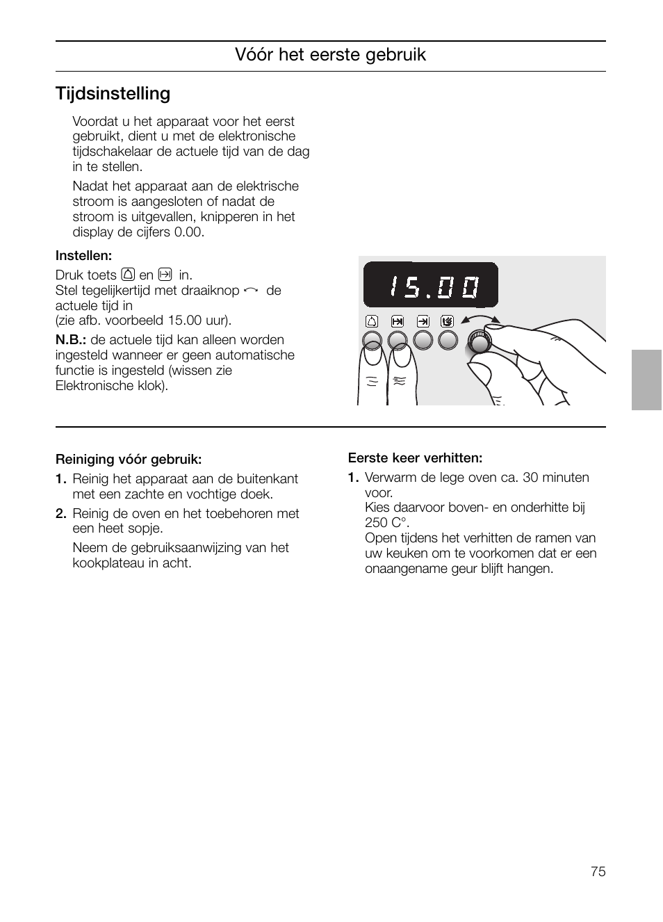 Vóór het eerste gebruik tijdsinstelling | Neff B132 User Manual | Page 75 / 156